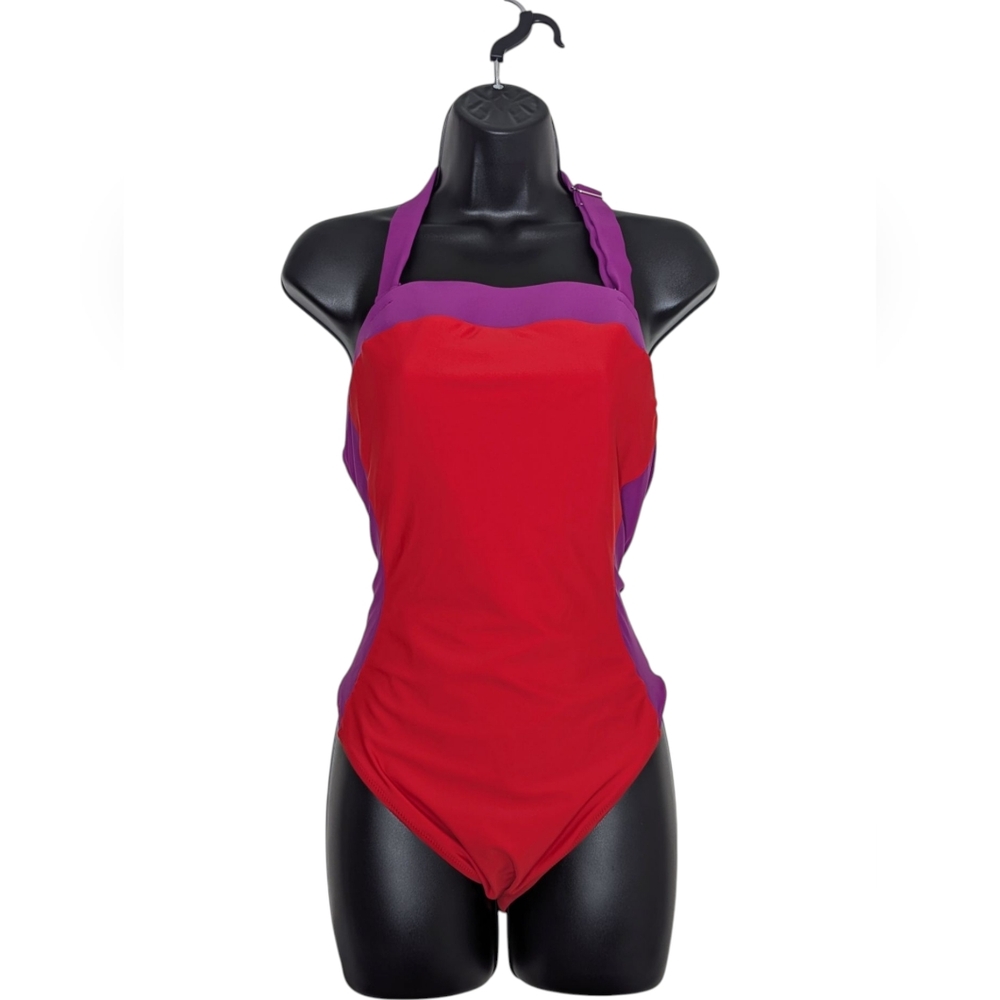 Forever 21+ Color Block Swimsuit W/ Removable Halter Strap